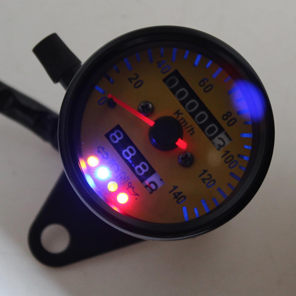 3 arten Universal- LED-hintergrundbeleuchtung Motorrad Dual Kilometerzähler KM/H Tacho Messgerät Mini retro Tachometer