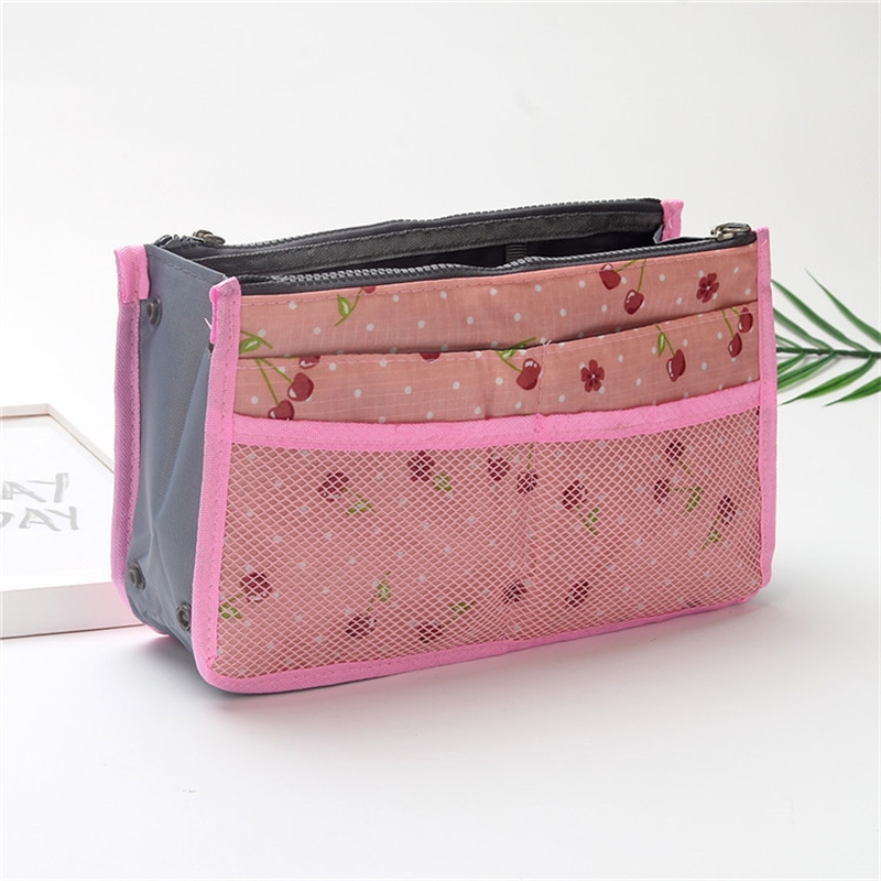 Bolsa organizadora de nailon para mujer, bolso organizador de viaje con forro grande, bolsa de cosméticos para maquillaje, bolso de mano barato para mujer