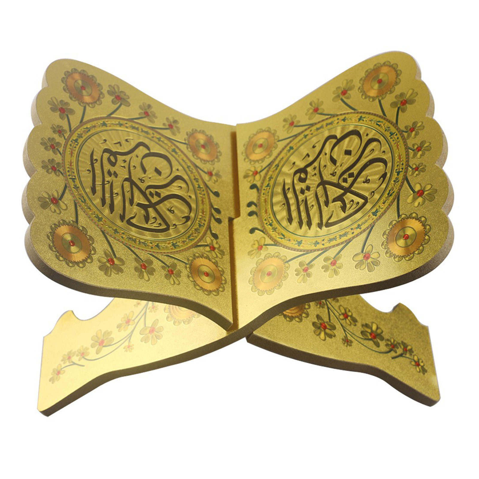 Wooden Eid Al-Fitr Islamic Book Shelf Bible Frame Kuran Quran Koran Holy Book Stand Holder Rehal Islam Home Decoration Storage: Yellow 