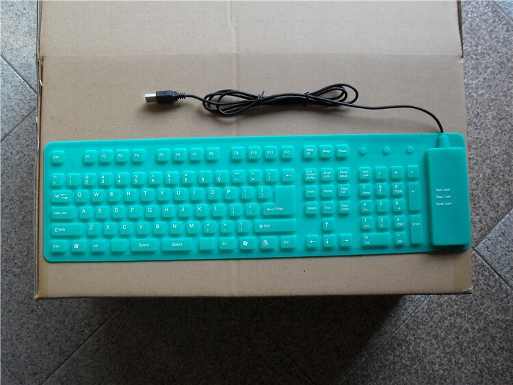 109Keys Keyboard USB Wired Soft Silicon Keybarod Foldable Waterproof Keyboard For PC Desktop Laptop: Green