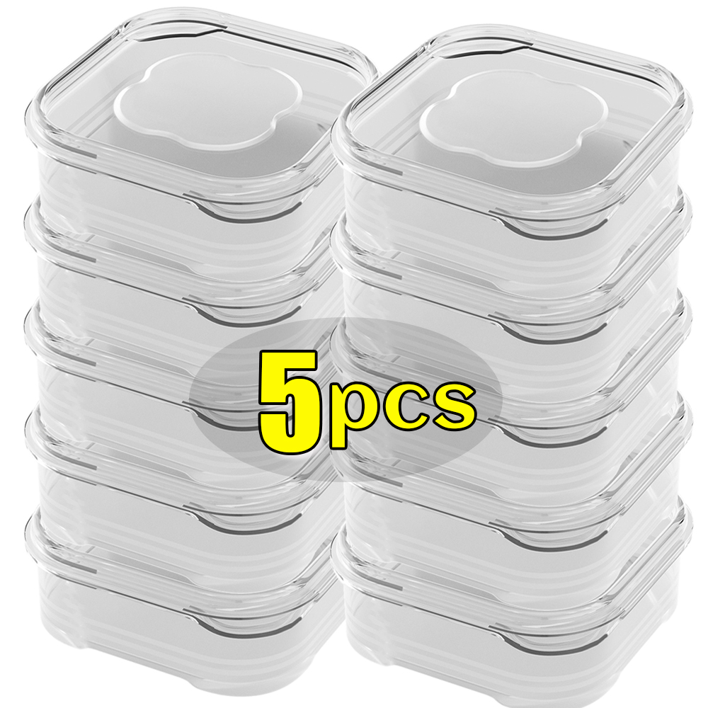 Conteneurs de stockage des aliments avec couvercle, Mini réfrigérateur Transparent, viande, légumes, conservation de la fraîcheur, boîte de rangement pour la cuisine, 5/1 pièces