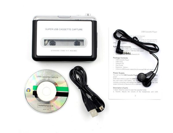 Lecteur de Cassette Portable USB à MP3, convertisseur de Capture Audio, lecteur de musique, enregistreur de Cassette