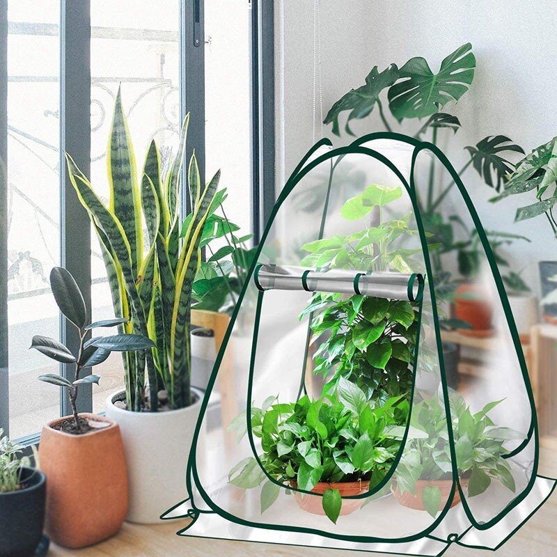 Mini invernadero plegable portátil para jardinería, invernadero de flores suculentas, cubierta cálida a prueba de viento y lluvia