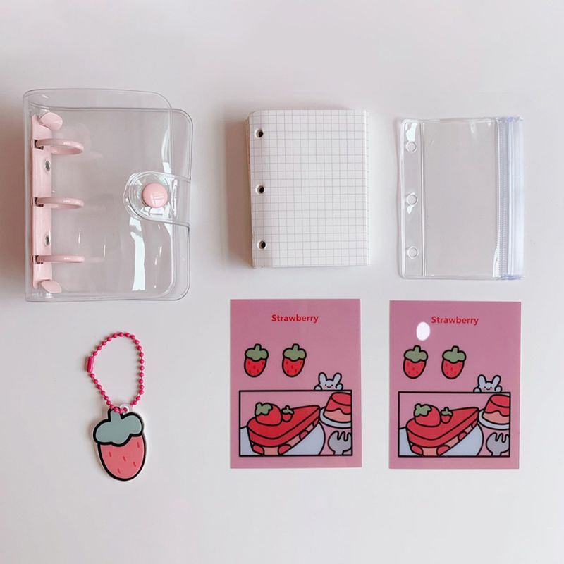 Mini frugtblomst 3- huls notesbog løvbinder bindemiddel planlægger gennemsigtig dagbog journal papirvarer kontorartikler