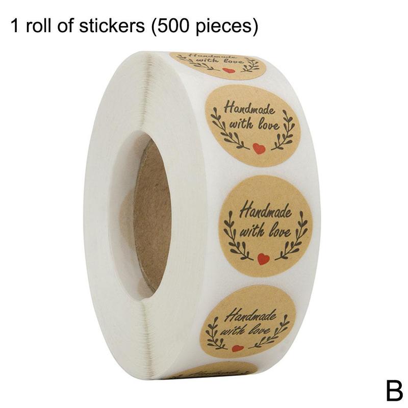 Handmade Love Stickers Packaging Writing Stickers Round Decorations 500pcs 1inch Labels: Style B