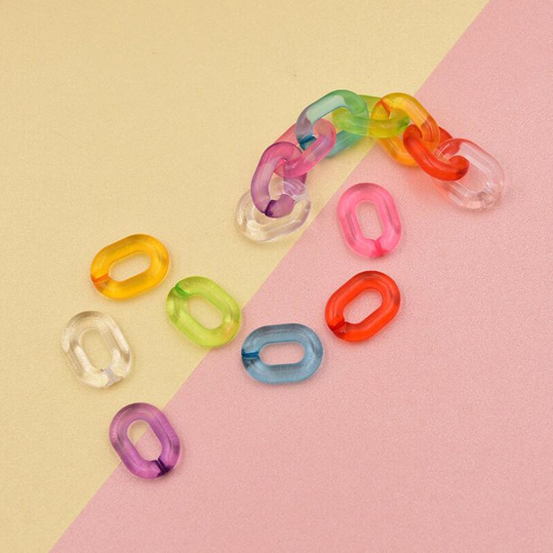 100Pcs Acrylic Chain Connectors - 20x14mm Candy Color Combination - DIY Glasses Chain Jewelry Accessories