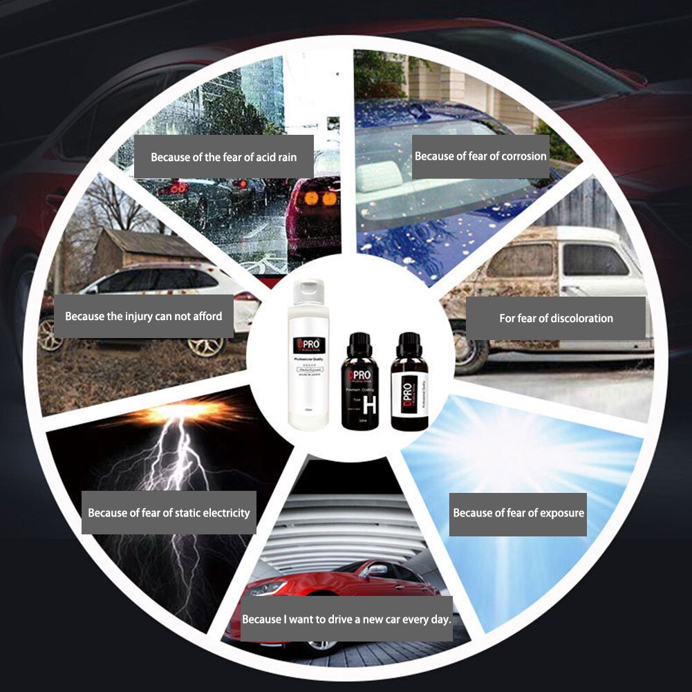 9H Liquid Glass Ceramic Car Coating Waterproof Nano Ceramics Car Paint Care Liquid Anti-scratch Super Hydrophobic Glass Coating