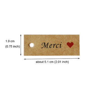 100 stuks Gedrukt Merci Kraftpapier Labels Party Decor Dank U Hang Tags Papieren Kaart DIY Handgemaakte Cadeau Dozen decor: 03