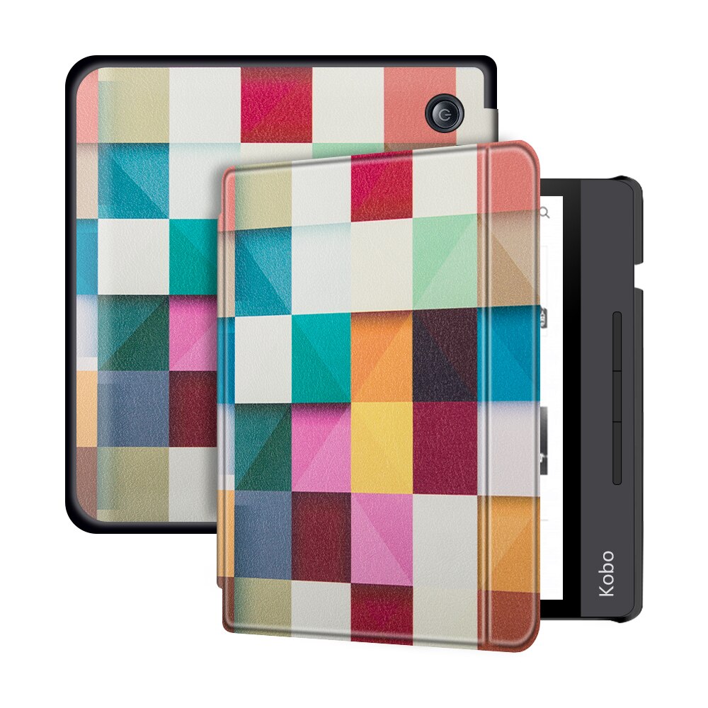 GLIGLE Book style magnet Leather case cover for KOBO Libra H2O protect shell E-book case for KOBO N873+stylus+screen film: HLF