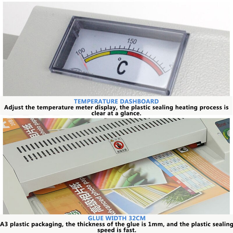Laminador de Metal para oficina/hogar, máquina de laminación de 4 rodillos de 320mm, A3 foto A4, temperatura ajustable, nivel 320A