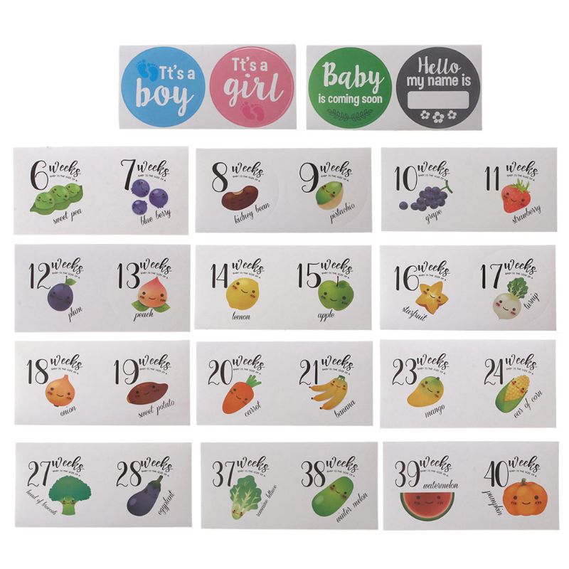 First Year Baby Monthly Milestone Photo Sharing Baby Belly Stickers Birth to 12 Months and 8 Bonus Achievement Stickers: 13