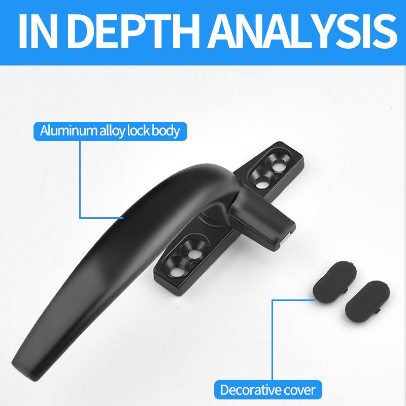 Vindueshåndtag i aluminiumslegering med låse, nøglelåsning med låse, børnesikkerhedsdørhåndtag, skydevindueshåndtag til vinduer