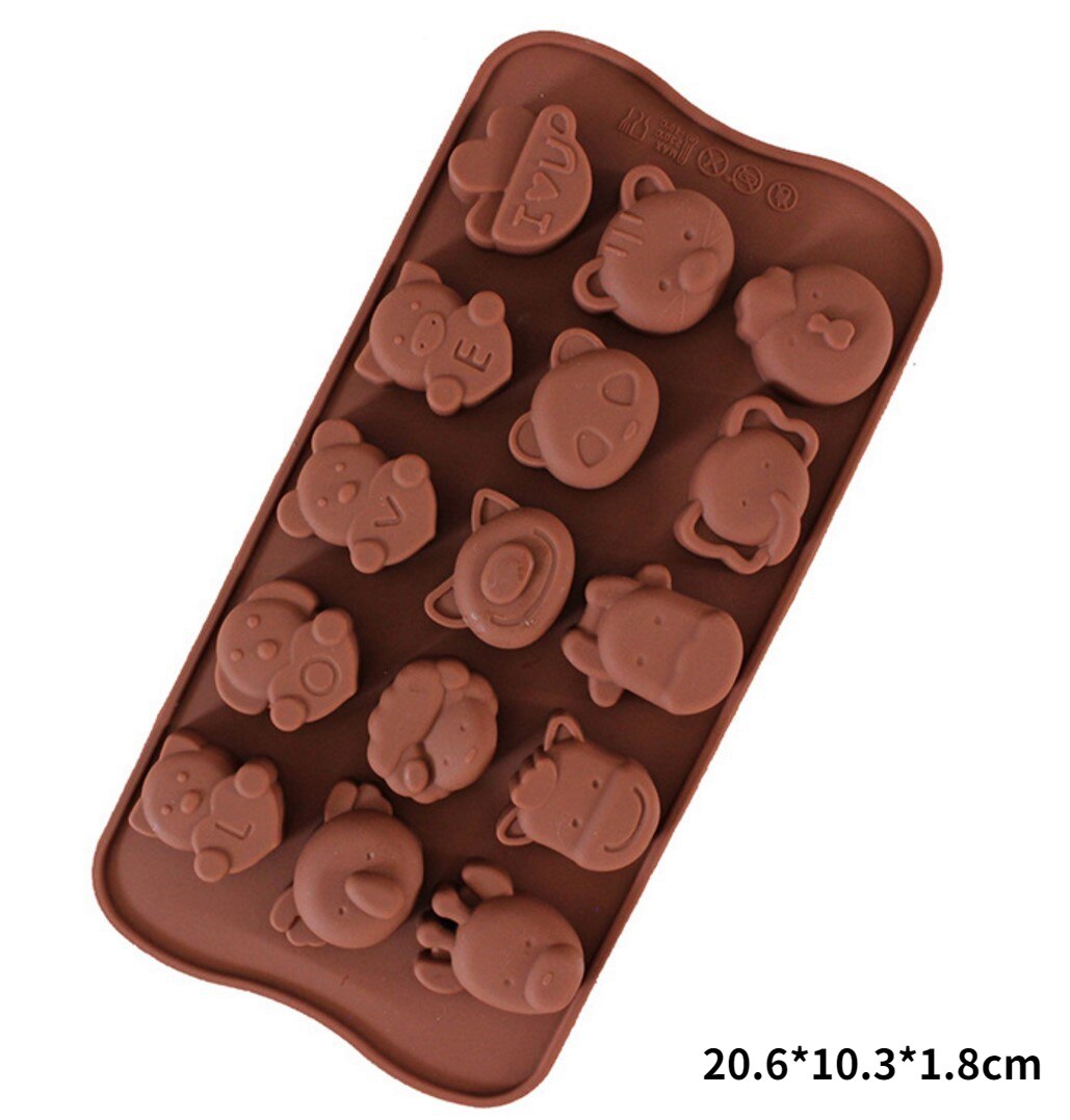 15 Cavity Diamond Heart Silicone Chocolate Mold DIY Cake Accessories Molds Kitchen Ice Cubes Biscuit Pastry Manual Baking Mould: Beige