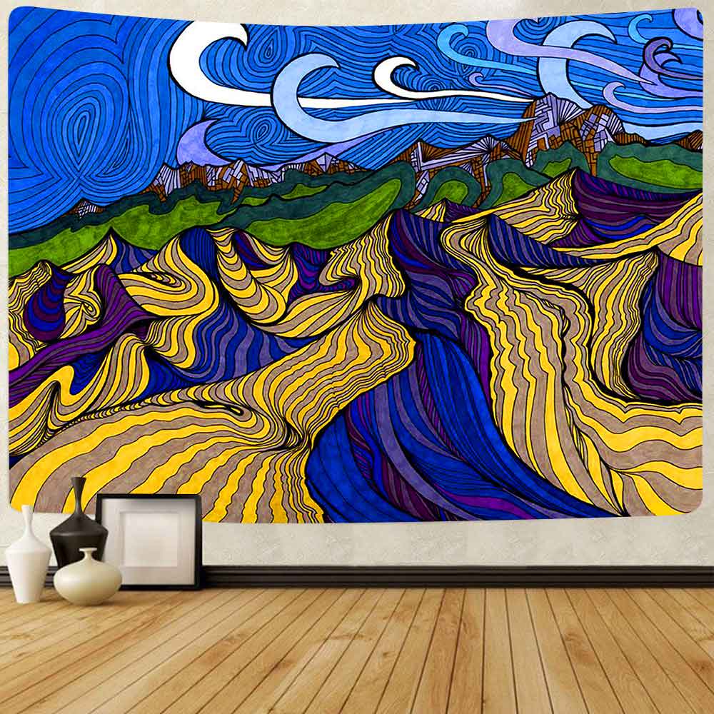 Simsant trippy berg wandtapijt hippie psychedelische paddenstoel zonsondergang wandtapijten voor woonkamer slaapkamer woondecoratie