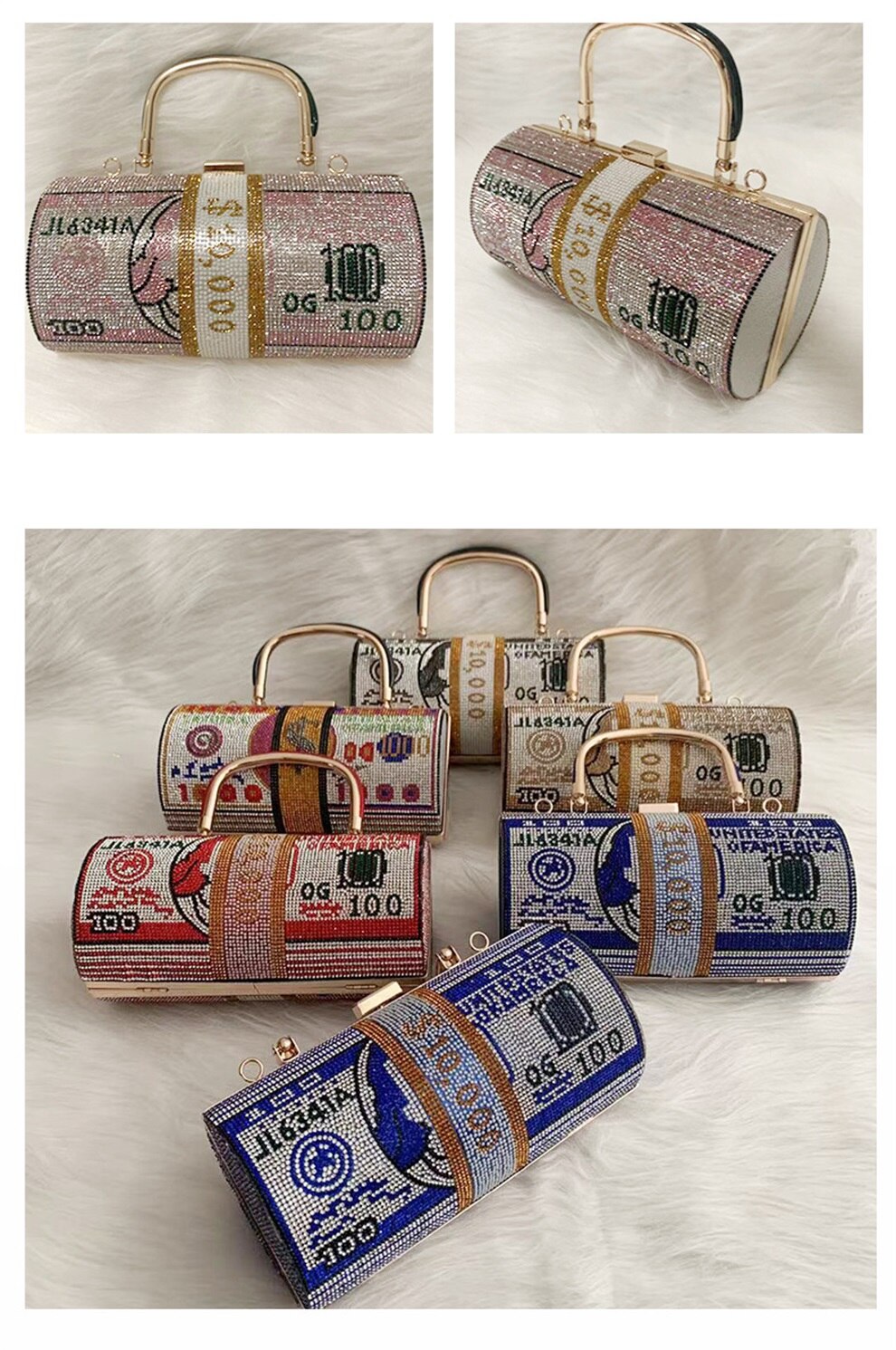 Female bag diamond-studded cylinder bag rhinestone bag dollar clutch bag evening dress shoulder bag dinner bag