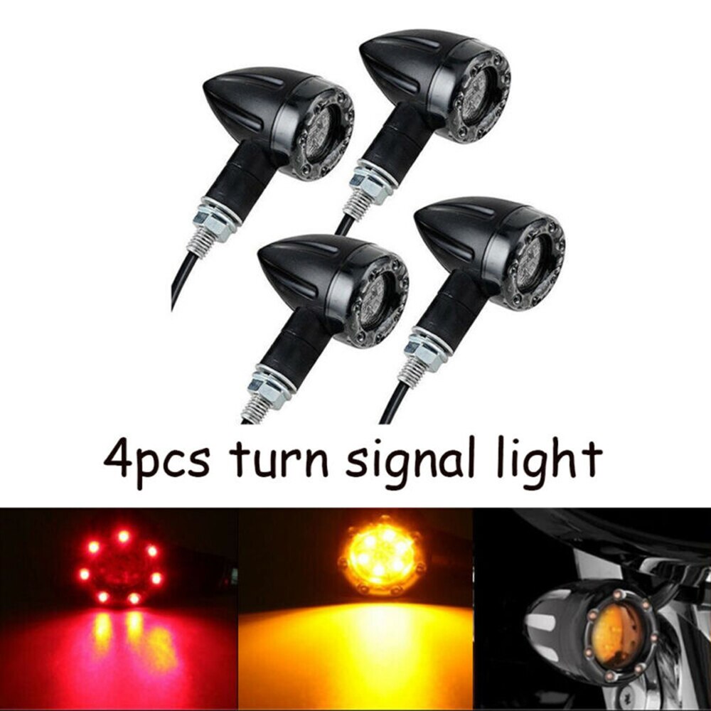 Motorcycle Turn Signal Light Brake Lights Black Bullet Parts
