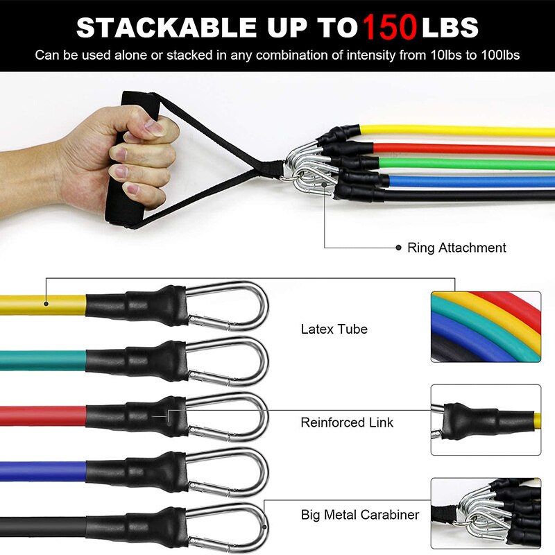 Conjunto de banda de resistencia física fuerte, cuerda elástica para Yoga, gimnasio, entrenamiento, expansor, anclaje de puerta con mango, correa para el tobillo