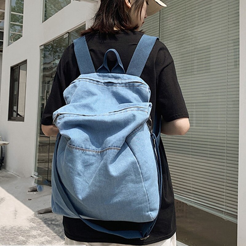 Mochila vaquera de para hombre y mujer, bolso escolar de Color puro salvaje para estudiante