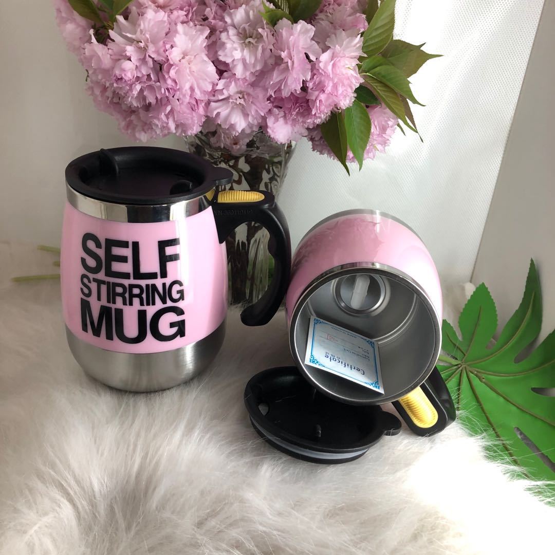 Tasse de agitation automatique de tasse isolée par Double de tasse thermique d'acier inoxydable de 450ml pour la force magnétique de tasse d'agitation d'individu de lait de café: pink Capsule