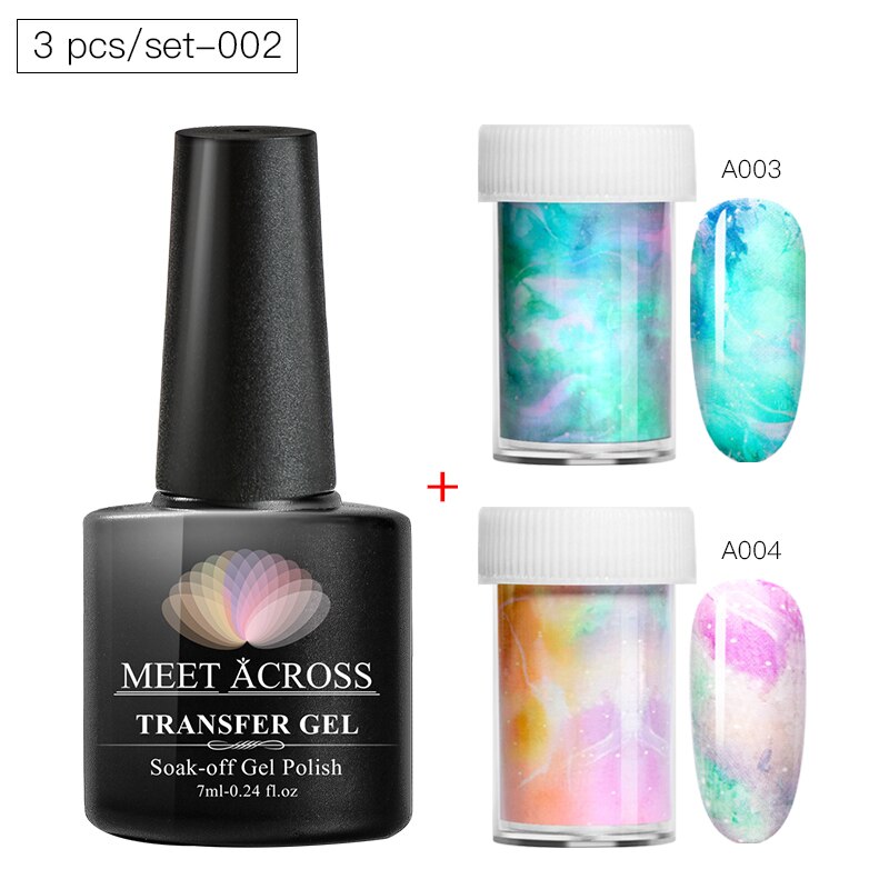 Transfer klistermärke gel set nagelhäftande lim överföringsfolie klistermärke nagelfolie stjärnhimmel marmor nail art överföring klistermärken dekaler: Dzh 07332