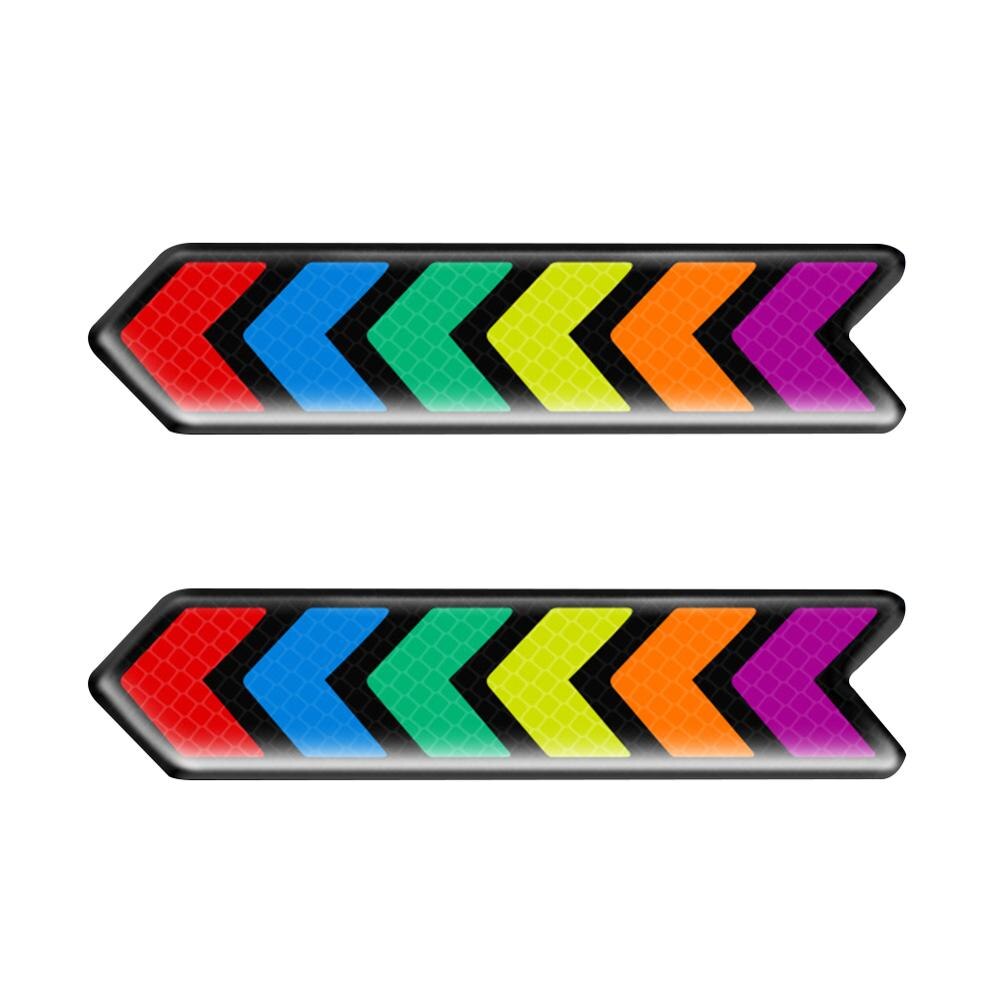 2 Stuks Auto Reflecterende Stickers Anti-Collision Anti-Kras Kleurrijke Veiligheidswaarschuwing Reflecterende Lichaam Interieurstickers