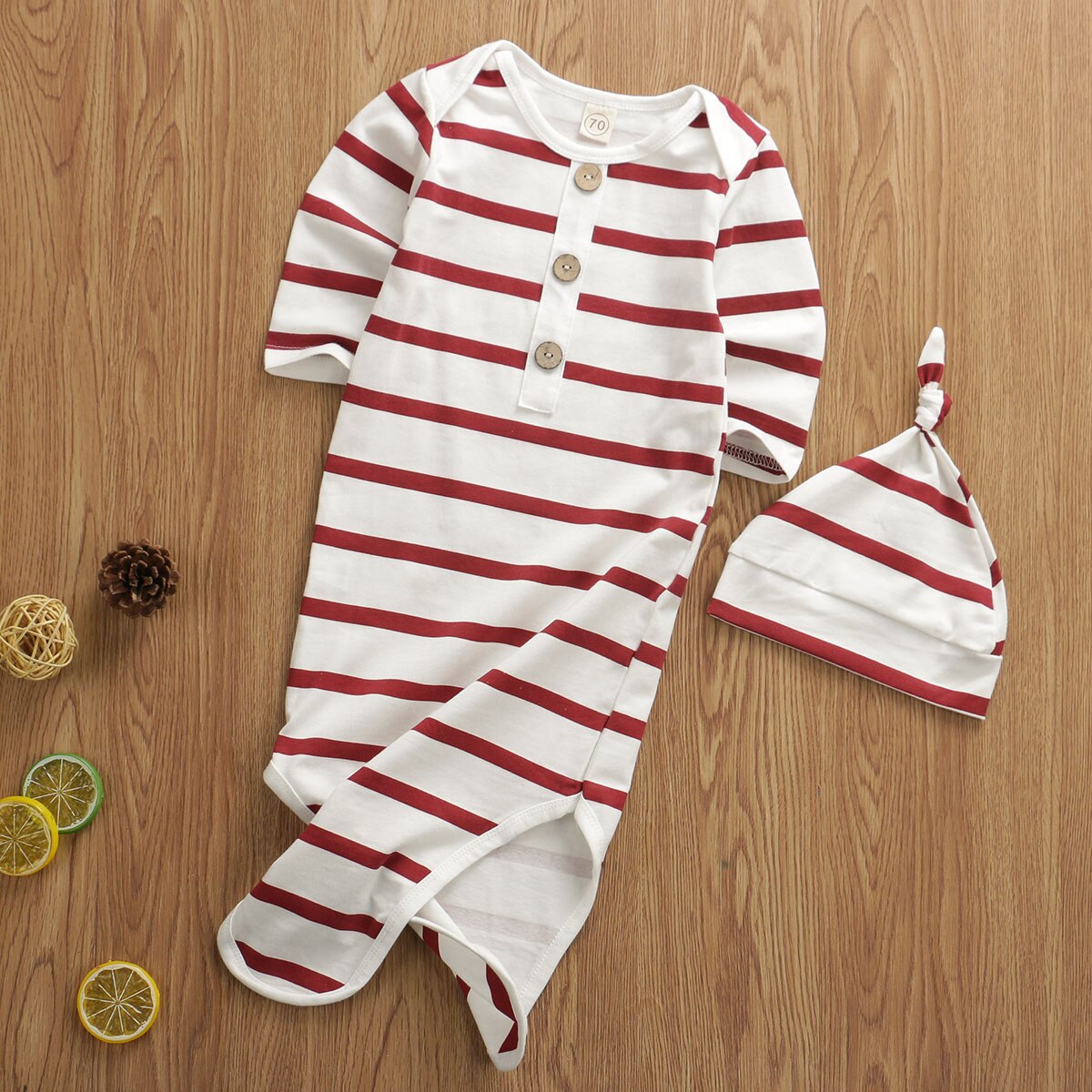 Manta con sombrero para recién nacido, saco de dormir rayado para niñas, UK, 2 uds.