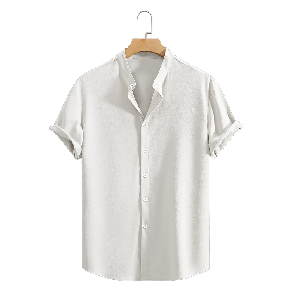 Heren casual strand shirts met korte mouwen effen kleur los casual ademend shirt lichtgewicht streetwear mannelijke tops: XXL / WHITE