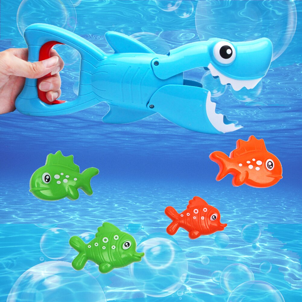 jouet de bain requin Grabber pour garçons et filles requin bleu avec dents avec 4 jouets interactifs de bain jouets d'eau de pêche en salle