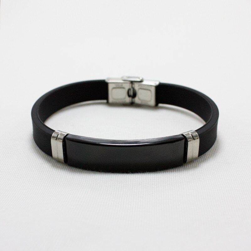 Bracelet géométrique en acier inoxydable pour hommes, couleur noir/or/argent, Silicone, caoutchouc, nouvelle: Pistolet noir plaqué