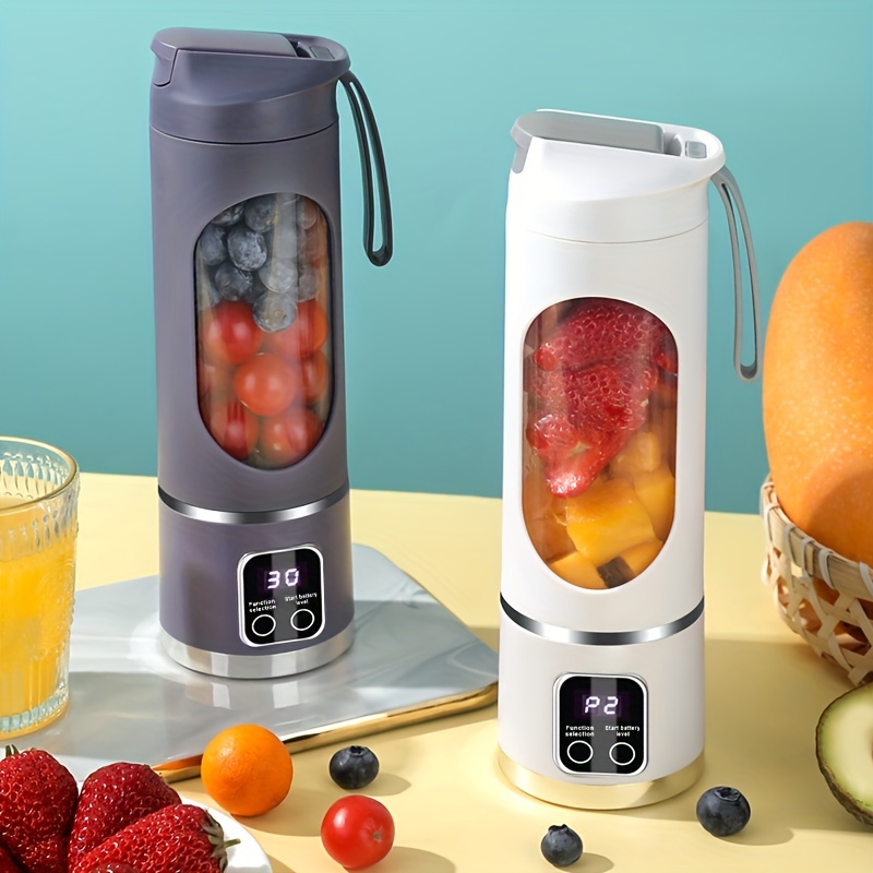 450ml Draagbare Juicer met LED Digitaal Display USB Opladen Outdoor Sap Cup Thuis Multifunctionele 12-Blade Blender 1500mAh