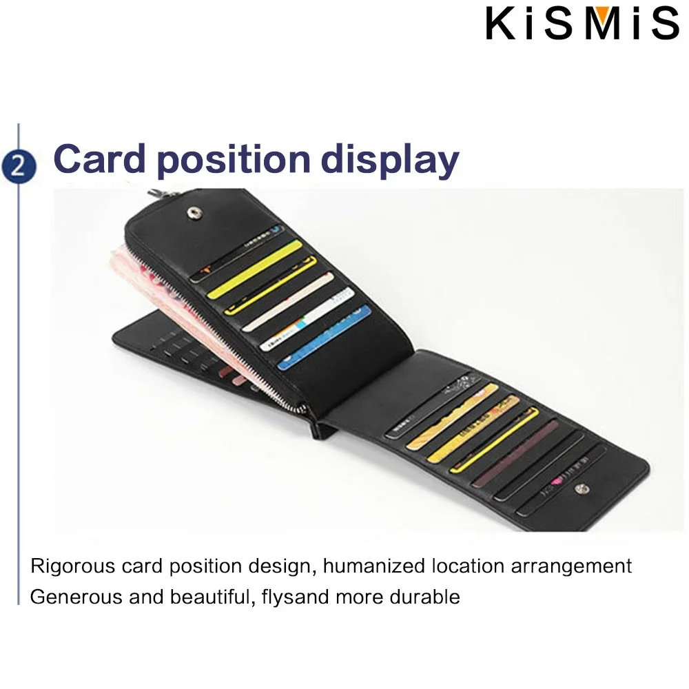KISMIS RFID Blocking Bifold Wallet - multi-card case with zipper pocket ID holder credit card manager