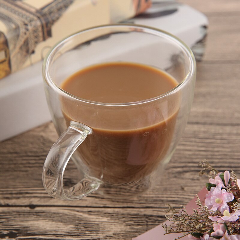 260ml värmebeständig kaffekopp dubbelvägg transparent söt mjölk te glas kopp cocktail vodka vinmugg julkopp