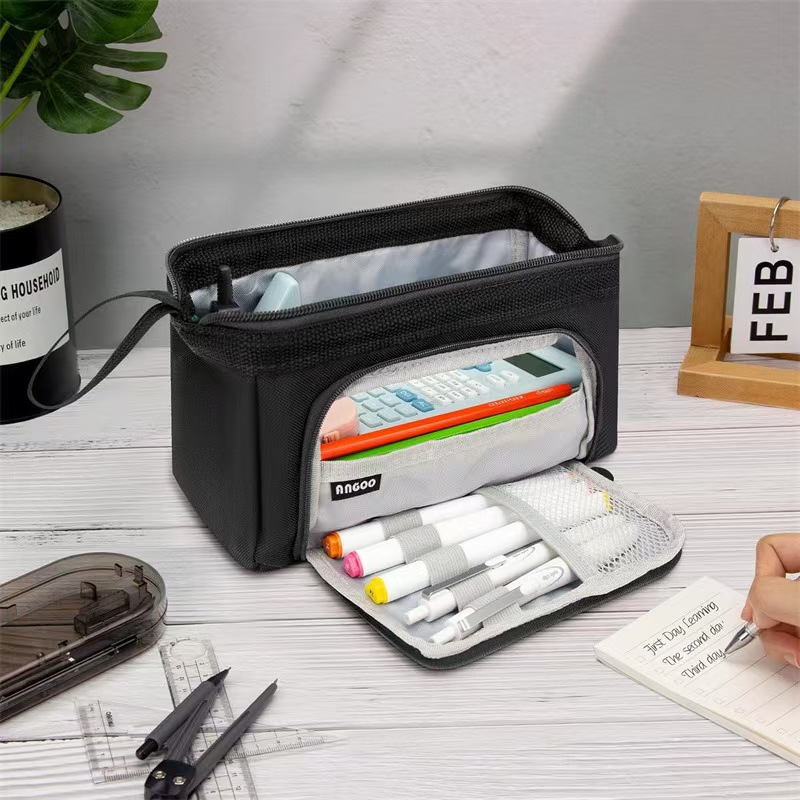 Back To School Pencil Case Large Capacity Student Stationery Case Pencil Bag High Value Cosmetics Bag Multi-function Pencil Case: WHITE