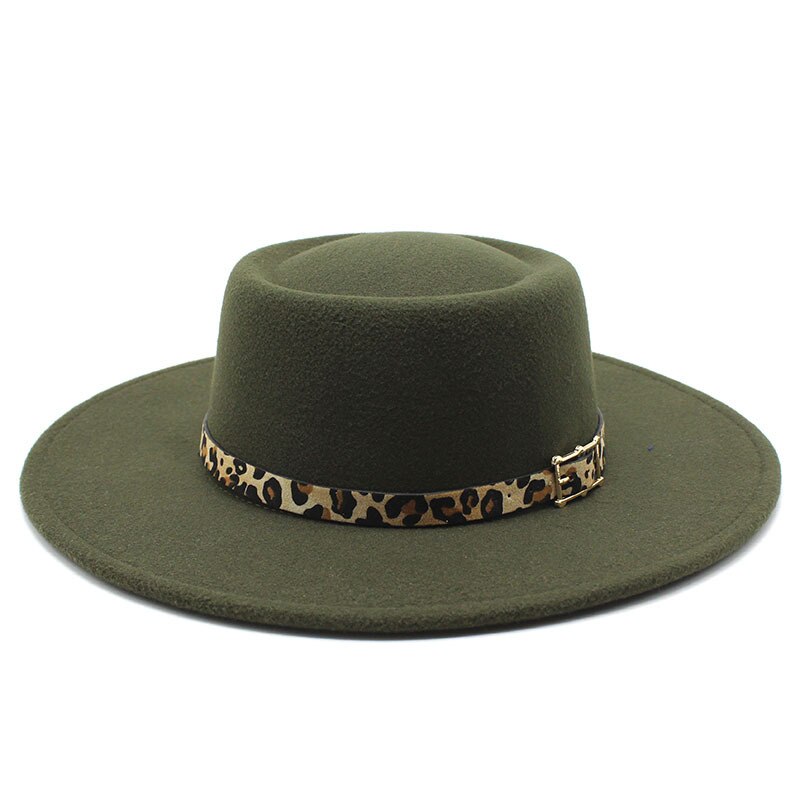 Fedora Hoed Voor Mannen Vrouwen Casual Brede Rand Jazz Hoed Herfst Winter Panama Vilten Hoed Ronde Top Party Formele Hoed: Army Green