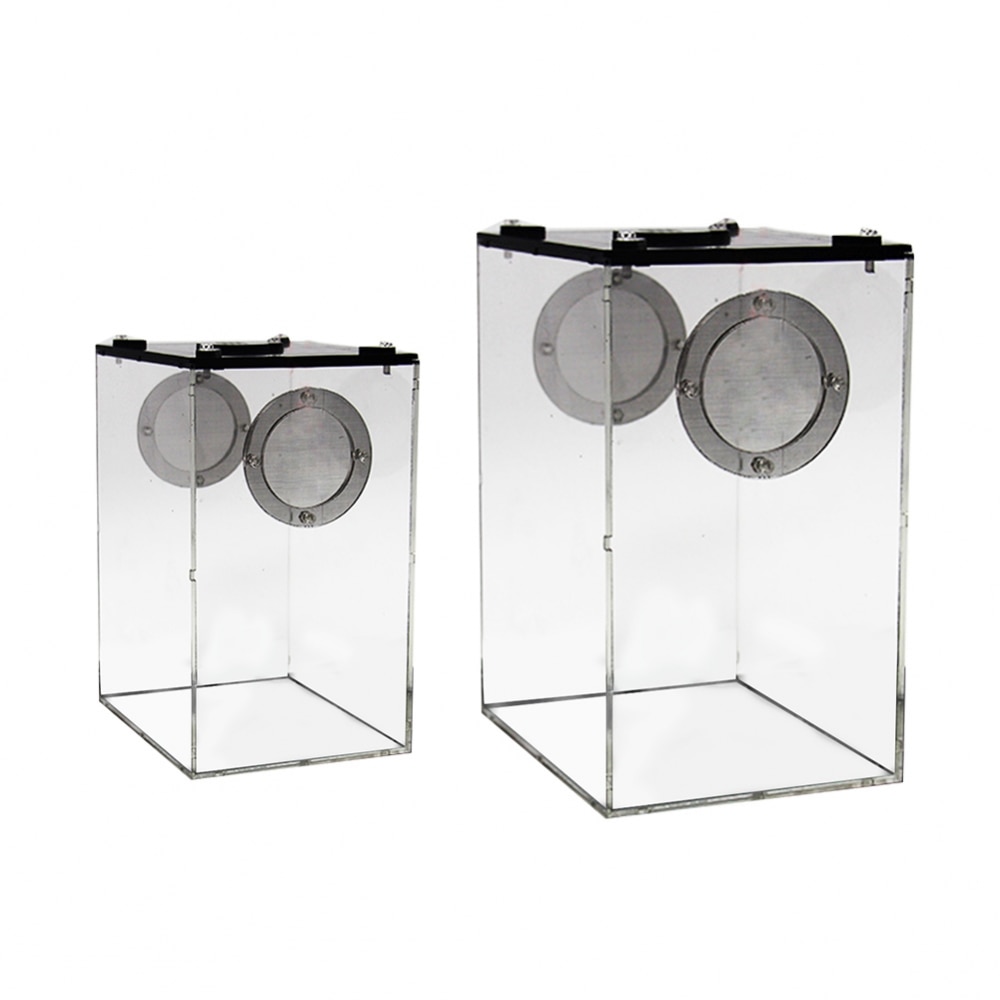 S/L Reptile Feeding Box Transparent Panorama Insect Breeding Box Snake Spider Lizard Breathable Reptile Breeding Container