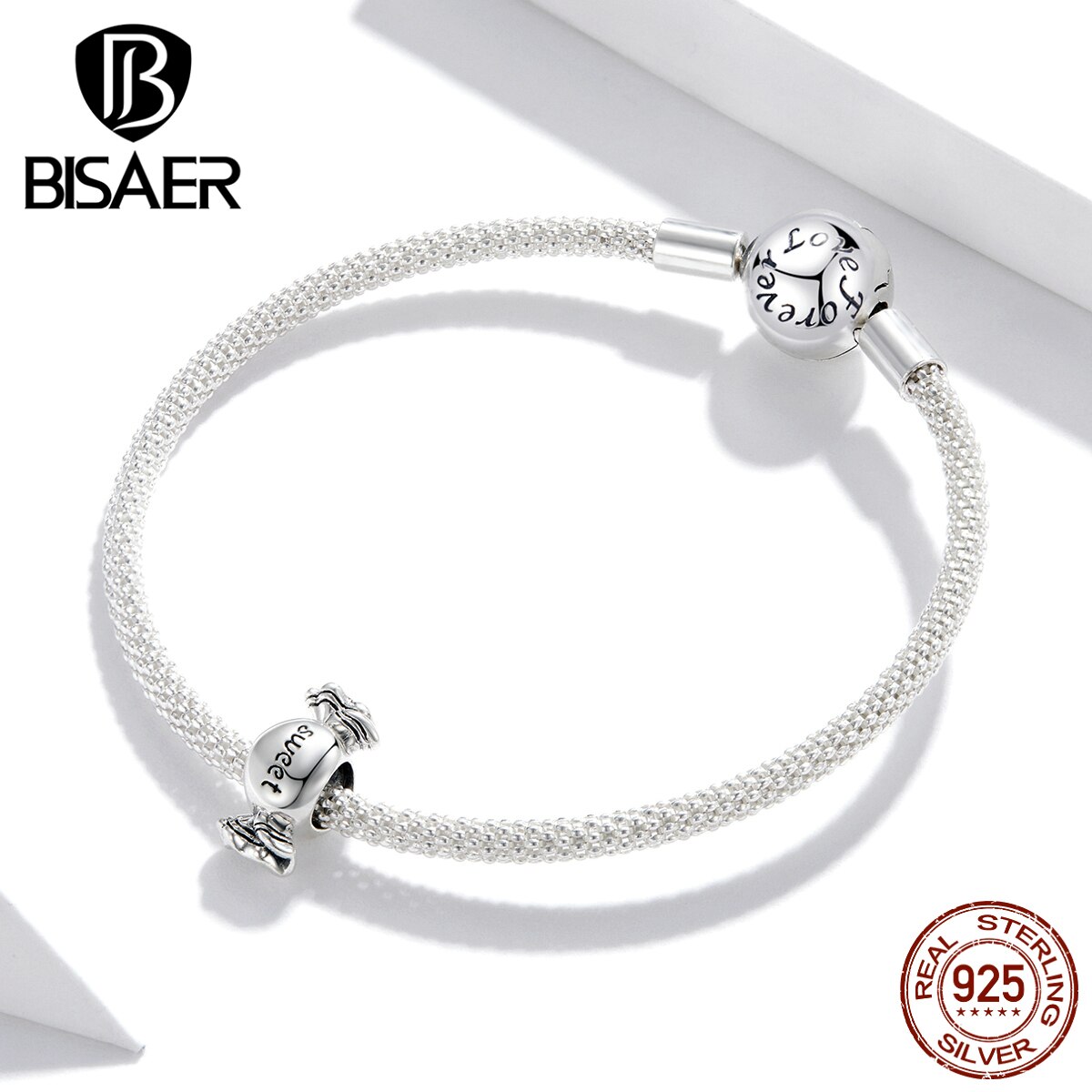 BISAER Süße Süssigkeit Perlen 925 Sterling Silber Nachtisch Lebensmittel Reize Anhänger passen Armbänder Halskette Schmuck EFC353