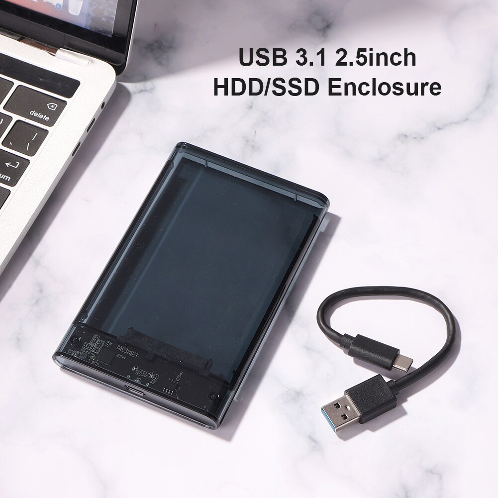 External Hard Drive Case USB 3.1 Type-C Mobile Hard Drive Disk Box 8TB Transparent 2.5 inch SATA HDD SSD External Enclosure Case