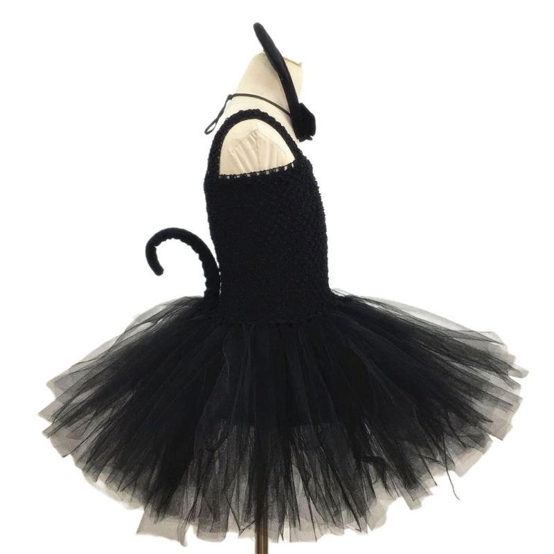 HUKUMA Vestito Halloween Bambina,Costume Halloween Bambina Ragno,Vestiti Carnevale con Gonna in Tulle, Zaino da Ragno, Fascia per Capelli