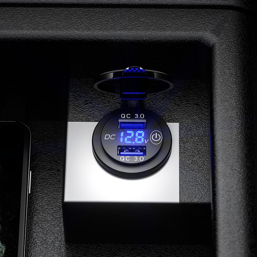 12v usb-  qc3.0 -autoladebuchse mit touch-schalter, led-voltmeter 24v wasserdichtem netzteil für lkw, suv und bootsmotoren