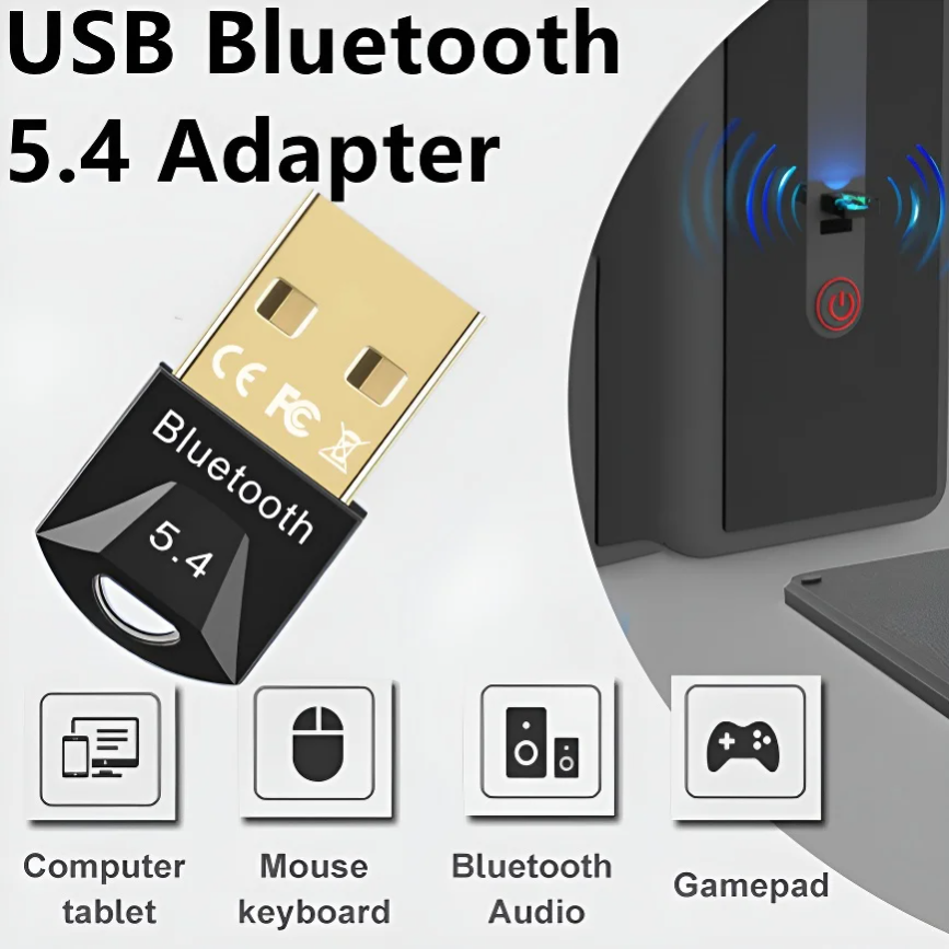 5.4 USB Bluetooth Adapter Wireless 5.3 5.0 Bluetooth Dongle Receiver for PC Laptop Win 11/10/8//7 Headset Speaker Keyboard Mouse