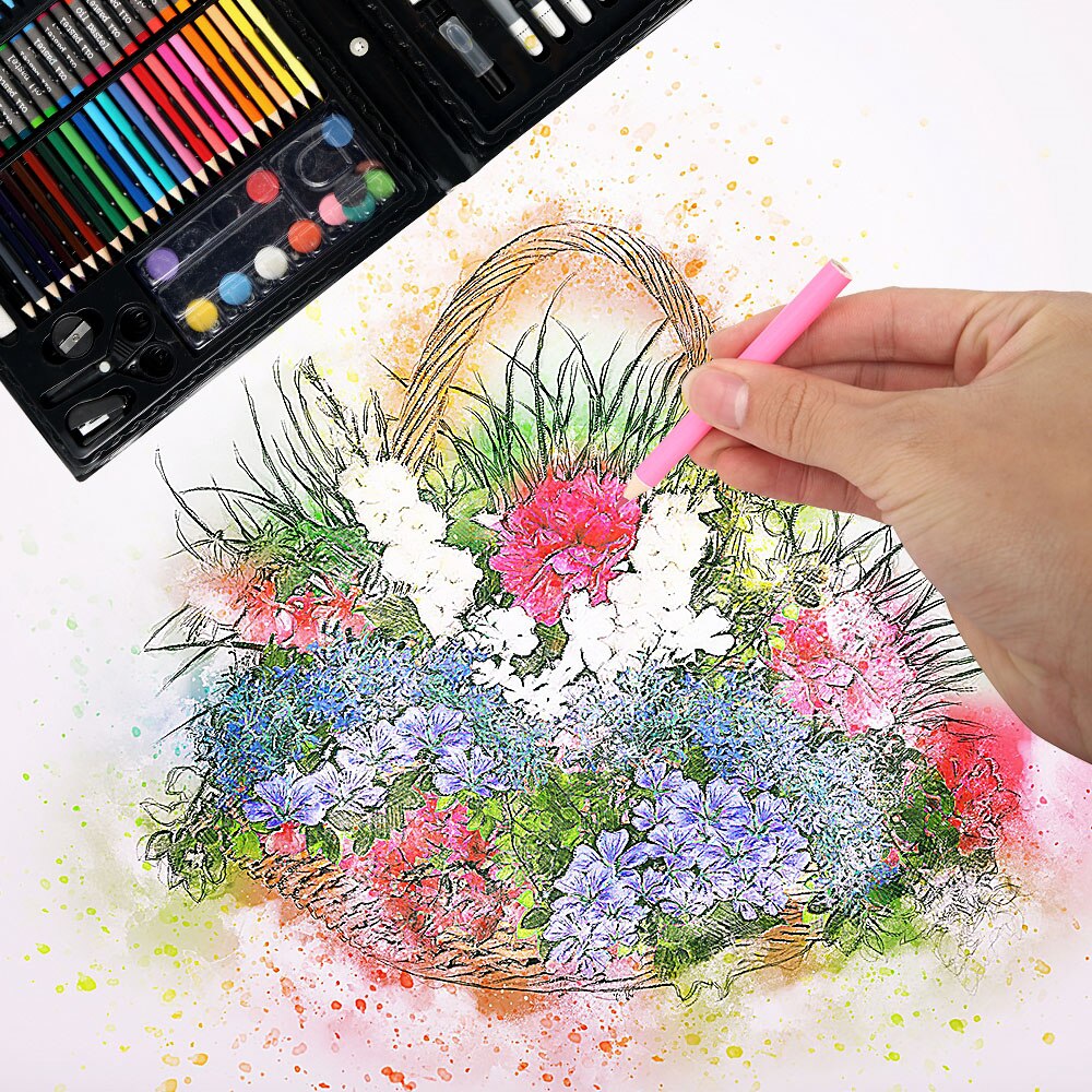 150Pcs Kids Art Set Children Drawing WaterColor Pen Crayon Oil Pastel Painting Tool Art supplies stationery Kit for Student
