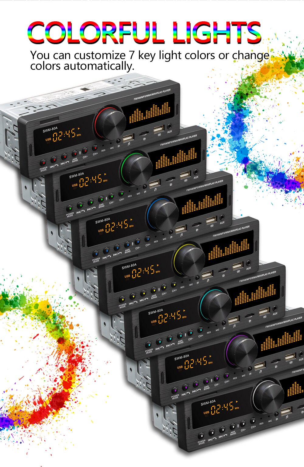 Kebidumei bluetooth autoradio autoradio fm aux-ingang ontvanger sd usb swm -80a 12v in-dash 1 din auto  mp3 multimediaspeler