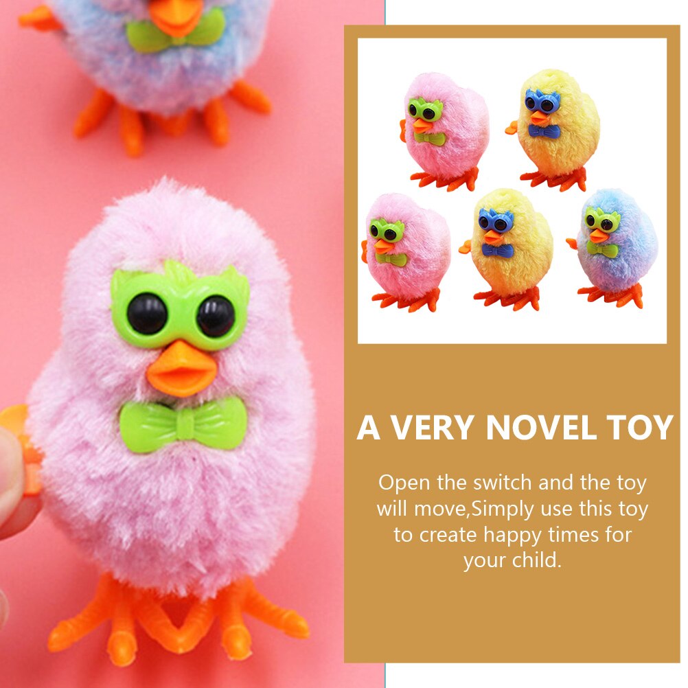 5pcs Wind-Up Jumping Chick Novelty Toys Animal Wind-up Plaything Random Color