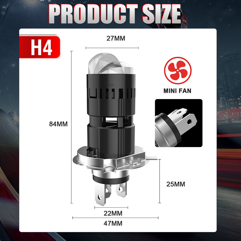 H4 LED Projector Lens Headlight Car Led Headlights Canbus 6000K Beam Bulb with Turbo Fan 9500000LM 2200W For Car/Motorcycle