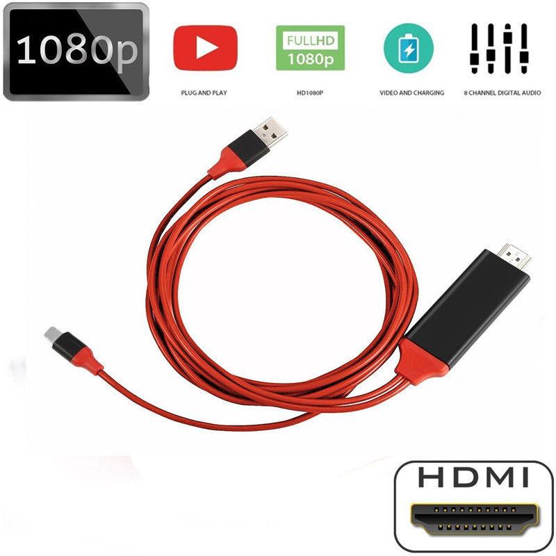 1080p 6ft 8 -benet apple interface til hdmi tv av adapter kabel til iphone 6 6s 7 8 plus x  r30