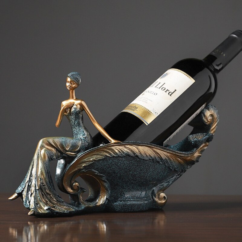 Vrouwen Vormige Sculpturen Wijn Fles Houder Premium Hars Stevige Sculpturen Wijnrek Keuken Decoratie Ambachten MAZI888: B