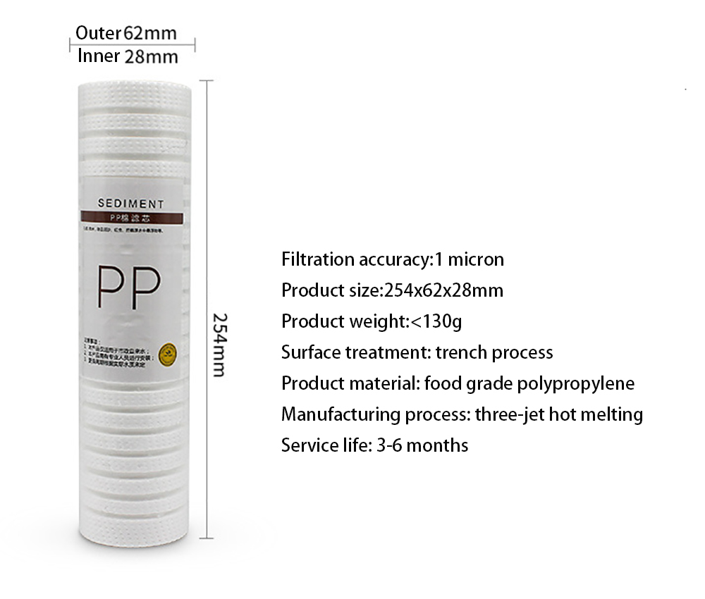 4pcs trench process Water Purifier 10 Inch 1 Micron Sediment Water Filter Cartridge PP Cotton Filter Water Filter System