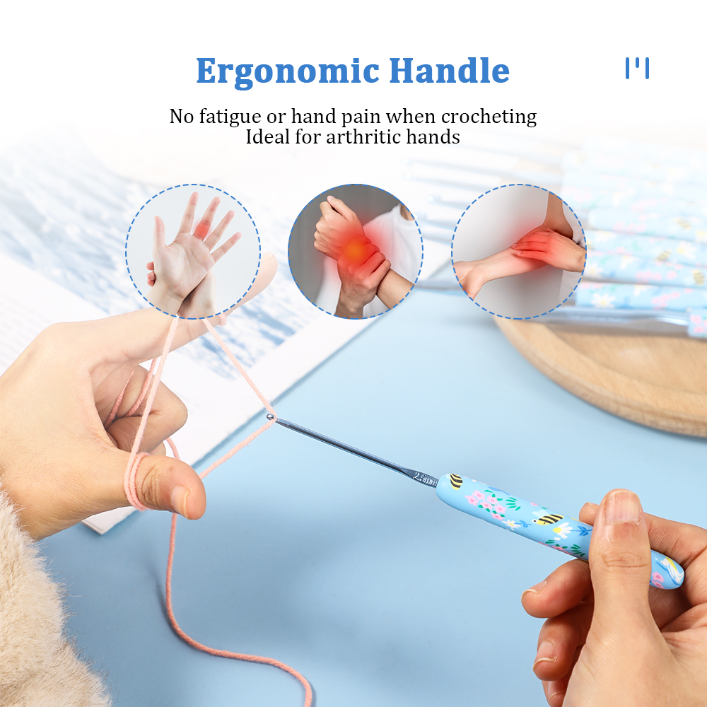 1 Stück/2,0–10,0 mm kleine Biene bedruckte Häkelnadeln, Häkelnadeln für Anfänger und Stricken, Häkelgarn, DIY-Bastelbedarf