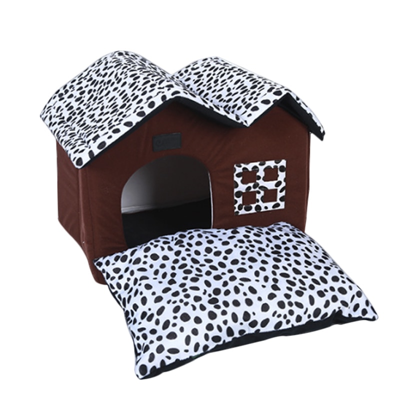 Huisdier Huis Opvouwbaar Bed Met Mat Zachte Winter Hond Puppy Sofa Kussen Huis Kennel Nest Hond Kat Bed Twee Dak