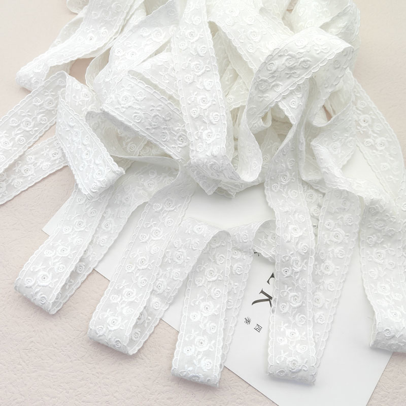1 yard blonder for håndverk gjør-det-selv 3.0cm bredde hvit blomst brodert bomull blonder bånd klær sy hjemme tekstil stoff avskjær